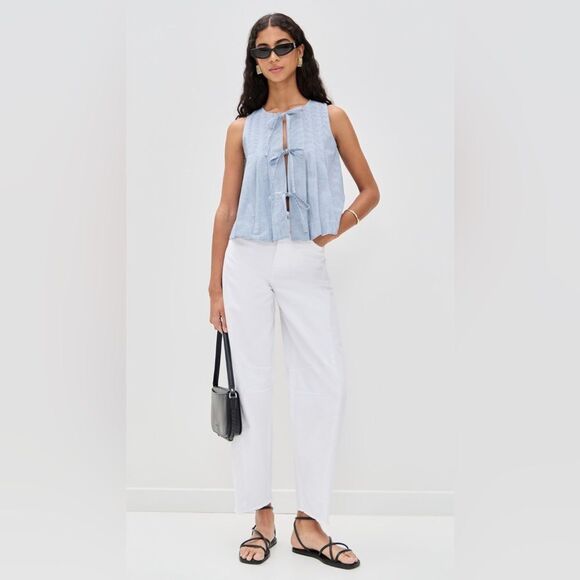 NWT Aligne Tommy Barrel Leg White Jeans High Rise Size 25 - Picture 4 of 13